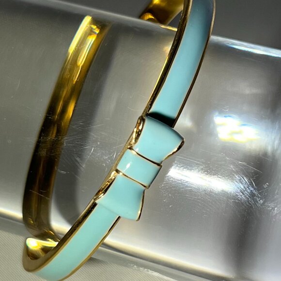 RARE New Kate Spade 2014 Take A Bow “EMULATES TIFFANY BLUE COLOR”Plated Bracelet - Picture 2 of 8